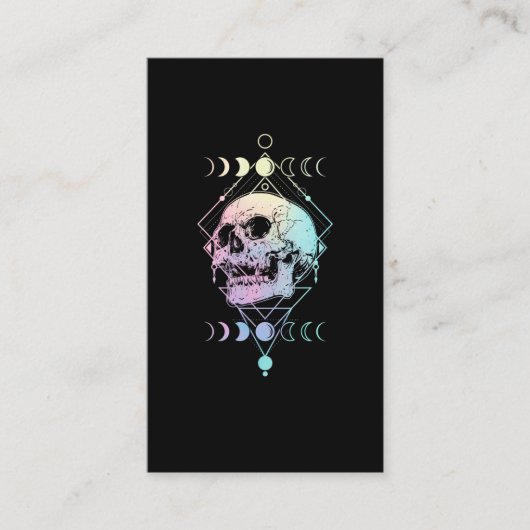 Crescent Moon Skull Occult Witchcraft Pastel Gothi Visitekaartje (Voorkant)