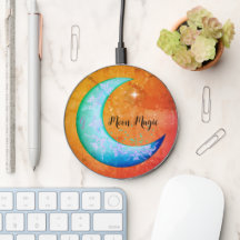 Crescent Moon Sparkly Oranje Boho Telefoon