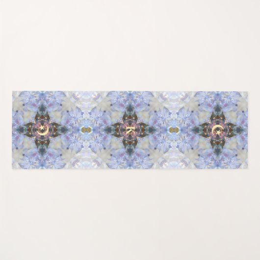 Crescent Moon Star, Floral Paars Ice Vibration Yogamat (Voorkant (horizontaal))