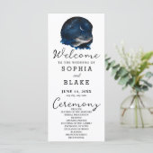 Crescent Moon Starlit Sky White bruiloft programma (Staand voorkant)