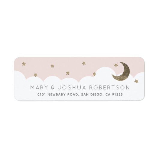 Crescent Moon & Stars Blush Pink Label (Voorkant)