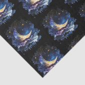 Crescent Moon Stars Celestial Black Halloween Tissuepapier (Detail)