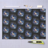 Crescent Moon Stars Celestial Black Halloween Tissuepapier (Craft)