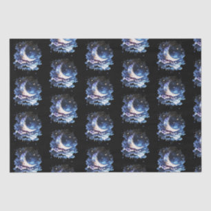 Crescent Moon Stars Celestial Black Halloween Tissuepapier