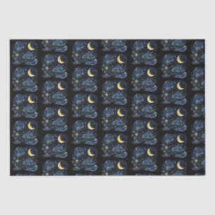 Crescent Moon Stars Celestial Black Halloween Tissuepapier