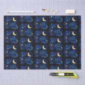 Crescent Moon Stars Celestial Black Halloween Tissuepapier (Craft)