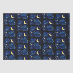 Crescent Moon Stars Celestial Black Halloween Tissuepapier
