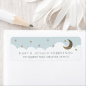 Crescent Moon & Stars Light Blue Etiket (Insitu)