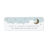 Crescent Moon & Stars Light Blue Etiket (Voorkant)