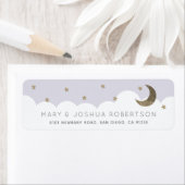 Crescent Moon & Stars Lila Paars Etiket (Insitu)