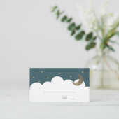 Crescent Moon & Stars Navy Blue Boy Place Card Plaatskaartje (Staand voorkant)