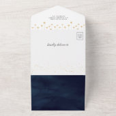 Crescent Moon Stars Navy Blue Elephant Baby shower All In One Uitnodiging (Buitenkant)