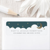 Crescent Moon & Stars Navy Blue Label (Insitu)