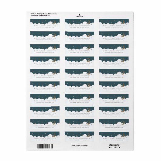 Crescent Moon & Stars Navy Blue Label (Full Sheet)