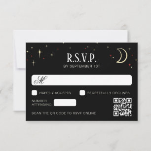 Crescent Moon Stars QR Code Huwelijksreactie RSVP Kaartje