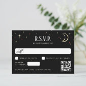 Crescent Moon Stars QR Code Huwelijksreactie RSVP Kaartje (Staand voorkant)