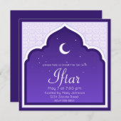 Crescent Moon & Stars Ramadan, paarse, grijs Kaart (Voorkant / Achterkant)