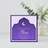 Crescent Moon & Stars Ramadan, paarse, grijs Kaart (Staand voorkant)