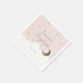 Crescent Moon & Stars Roze Meisje Doop Servetten (Hoek)