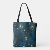 Crescent Moon Sterrennacht Celestial Tote Bag (Achterkant)