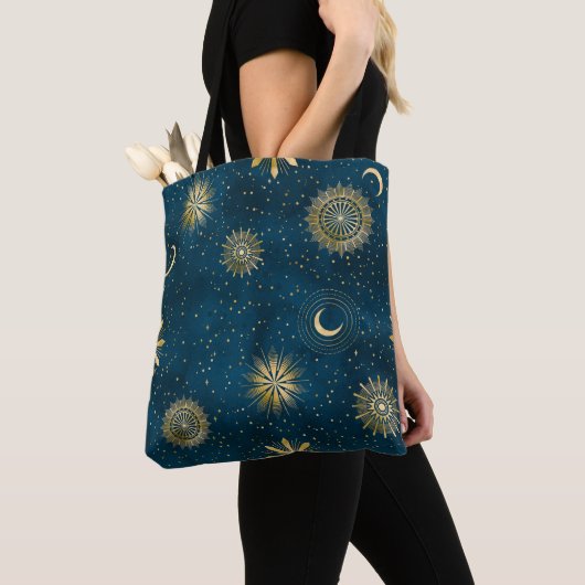 Crescent Moon Sterrennacht Celestial Tote Bag (Dichtbij)