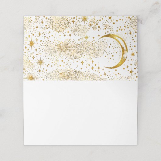 Crescent Moon Sterrennacht Hemelbruiloft Plaatskaartje (Buitenkant ongevouwen)