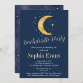 Crescent Moon Sterrennacht Navy Bachelorette Party Kaart (Voorkant / Achterkant)
