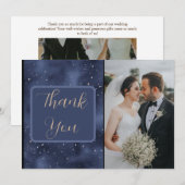 Crescent Moon Sterrennacht Navy Bedankkaart (Voorkant / Achterkant)