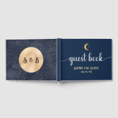 Crescent Moon Sterrennacht Navy Blue Wedding Gastenboek (Volledig)