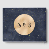 Crescent Moon Sterrennacht Navy Blue Wedding Gastenboek (Achterkant)