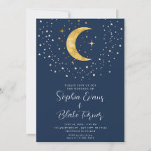 Crescent Moon Sterrennacht Navy Blue Wedding