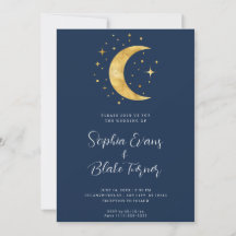 Crescent Moon Sterrennacht Navy Blue Wedding