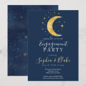 Crescent Moon Sterrennacht Navy Engagement Party Kaart (Voorkant / Achterkant)