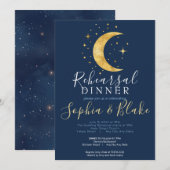 Crescent Moon Sterrennacht Navy Rehearsal Dinner Kaart (Voorkant / Achterkant)