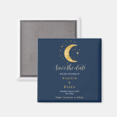 Crescent Moon Sterrennacht Navy Save the Date Magneet (Voorkant / Achterkant)