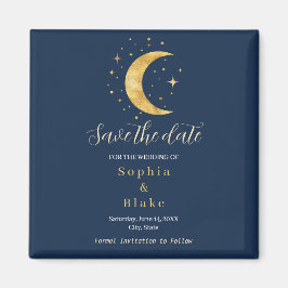 Crescent Moon Sterrennacht Navy Save the Date Magneet