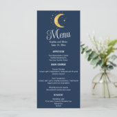Crescent Moon Sterrennacht Navy Wedding Flat Menu (Staand voorkant)