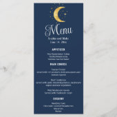 Crescent Moon Sterrennacht Navy Wedding Flat Menu (Voorkant)