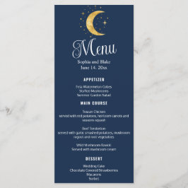 Crescent Moon Sterrennacht Navy Wedding Flat Menu