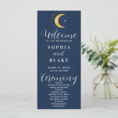 Crescent Moon Sterrennacht Navy Wedding Programme (Staand voorkant)