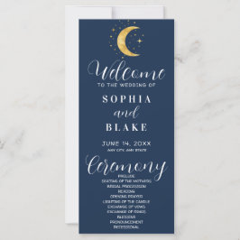 Crescent Moon Sterrennacht Navy Wedding Programme