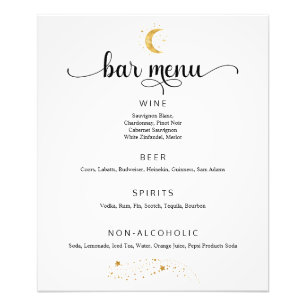 Crescent Moon Sterrennacht Wedding Bar Menu Poster