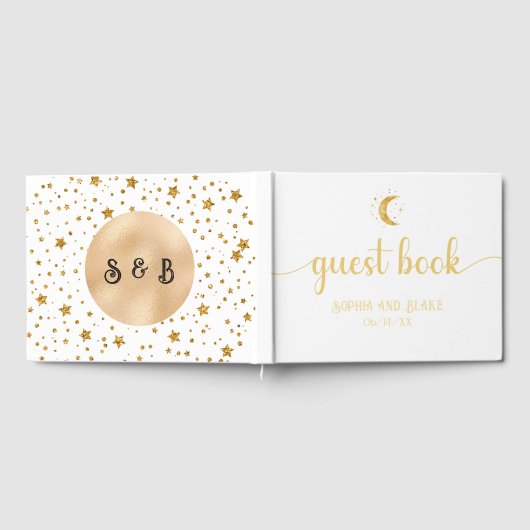 Crescent Moon Sterrennacht White Wedding Gastenboek (Volledig)