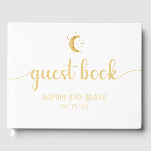Crescent Moon Sterrennacht White Wedding Gastenboek (Voorkant)