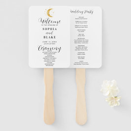 Crescent Moon Sterrennacht White Wedding Programme Handwaaier