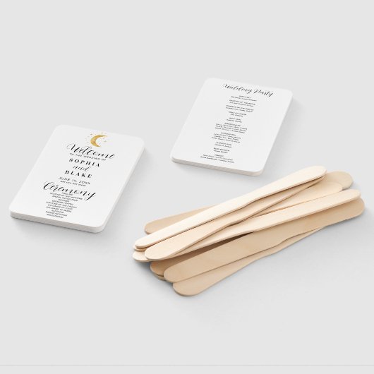 Crescent Moon Sterrennacht White Wedding Programme Handwaaier (Niet-gemonteerd)