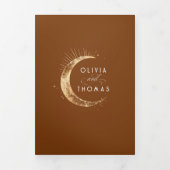 Crescent Moon Sun Halo hemelse bruiloft foto Drieluik Uitnodiging (Cover)