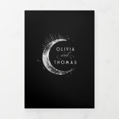 Crescent Moon Sun Halo hemelse bruiloft foto Drieluik Uitnodiging (Cover)
