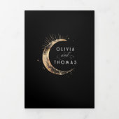 Crescent Moon Sun Halo hemelse bruiloft foto Drieluik Uitnodiging (Cover)