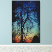 Crescent Moon Sunrise Verpakte Canvas Art Afdruk (Insitu (Houten vloer))